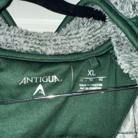 Antigua Green Bay Packers Sherpa Fleece Pullover – Grey/Green Quilted Snap Neck - Picture 4 of 5